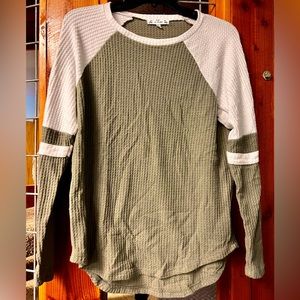 Poof Large New York Long Sleeve Waffle Knit Top